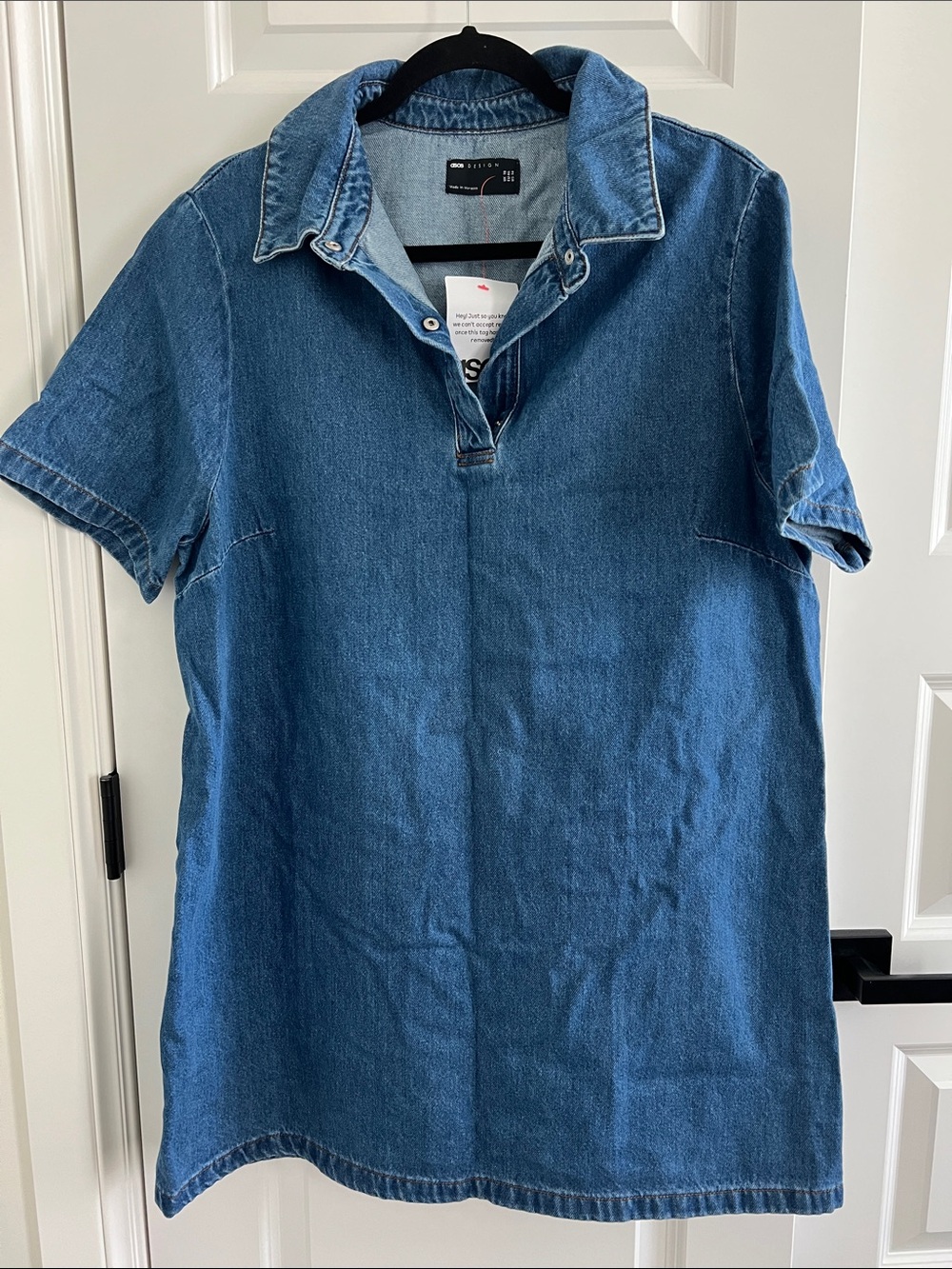 ASOS Blue Denim Short Sleeve Polo Dress